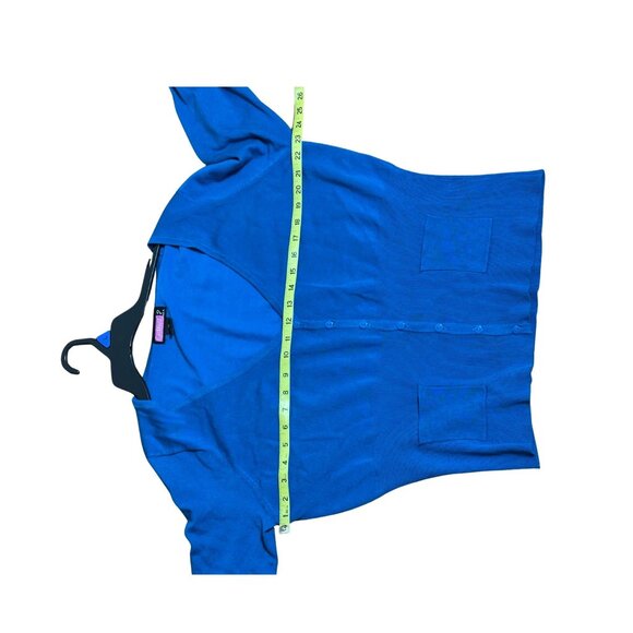 Say What? Women’s 3X Blue Button Front Cardigan Sweater Long Sleeve V-Neck Pocke - Picture 5 of 5